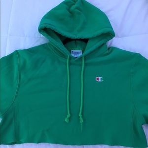 Green Champion Reverse Weave Green Cropped Hoodie